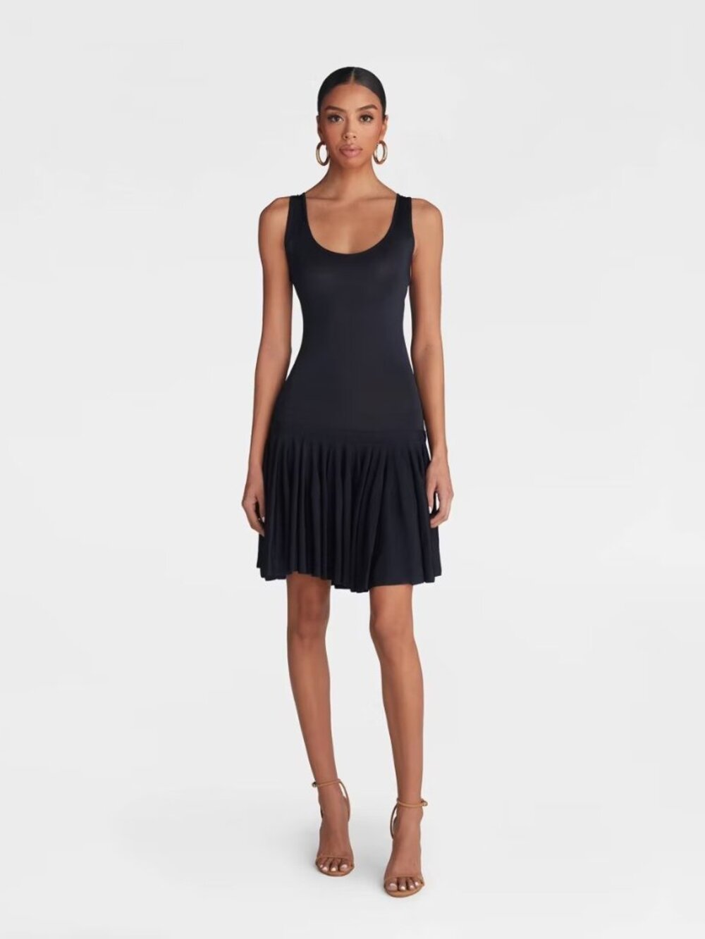 KBB by Kahlana Navy Blue Knit Slip Mini Dress XS Sleeveless Pleated